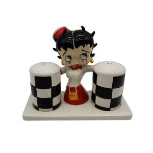Betty Boop Checkered Salt & Pepper Shakers Ceramic Set Pacific 2007
